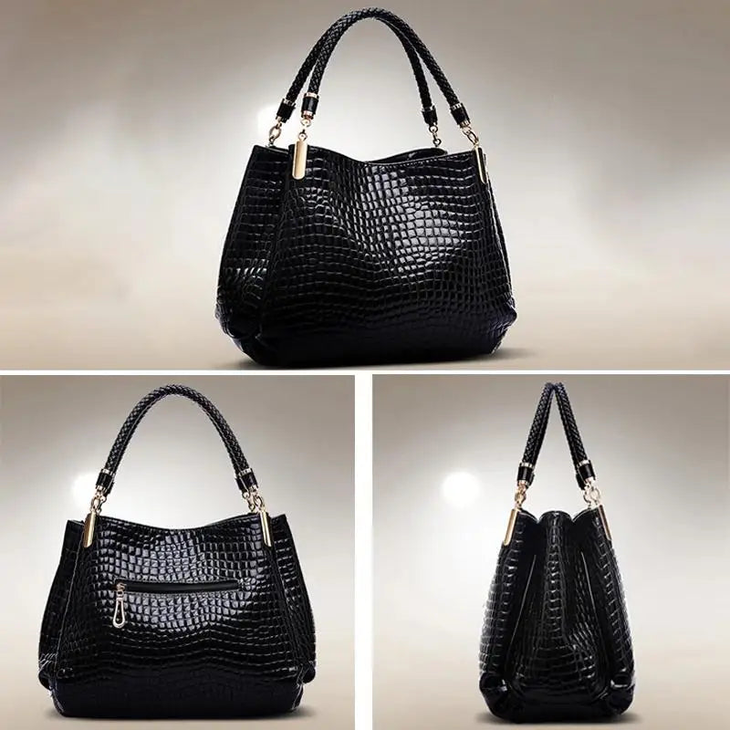 Snake Pattern Bucket Bag - Structured PU Leather Shoulder Bag