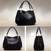 Snake Pattern Bucket Bag - Structured PU Leather Shoulder Bag