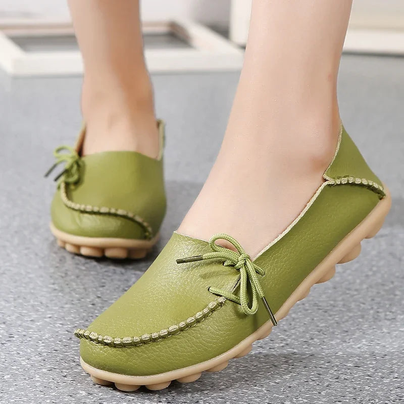 Women's Leather Plus-Size Loafers (Khaki) – Shop at OWNLUXE