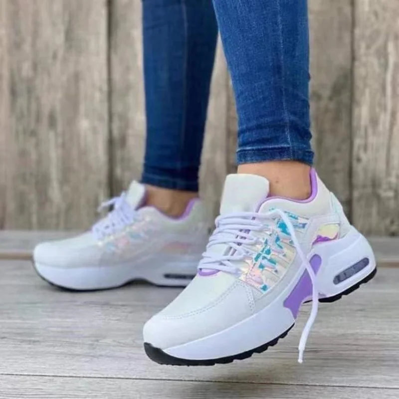 Everyday Low-Heel PU Sneakers – Lace-Up Comfort Shoes