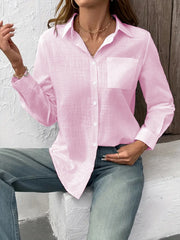 Pleated Long-Sleeve Cotton Blouse | OWNLUXE