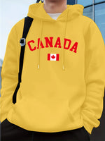 Load image into Gallery viewer, Canada Text With Flag Printing Men'S Hoodies Autumn Loose Sweatshirt Hip Hop Pocket Fleece Warm Sportswears Street Men Clothes
