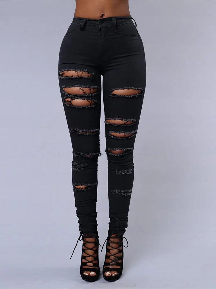 Women’s Mid-Rise Skinny Jeans – Distressed Casual Fit