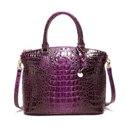 Crocodile Embossed Leather Handbag - Classic Shoulder Bag