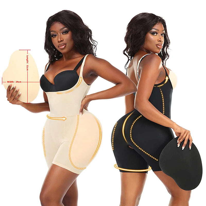 Butt Lifting Hourglass Shapewear Bodysuit with Hip Pads