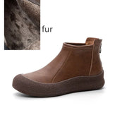 Women's Round Toe Leather Retro Boots – Shop at OWNLUXE