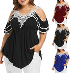 Load image into Gallery viewer, Feminine &amp; Flowy: Lace Patchwork Top (Up to 6XL) / Féminin et fluide : haut en dentelle patchwork (jusqu’au 6XL)
