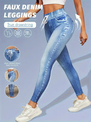 Women's High Waist Denim Slim Fit Leggings | OWNLUXE