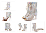 Load image into Gallery viewer, Mesh Zip Dance Ankle Boots – Cuban Heel Ballroom &amp; Latin
