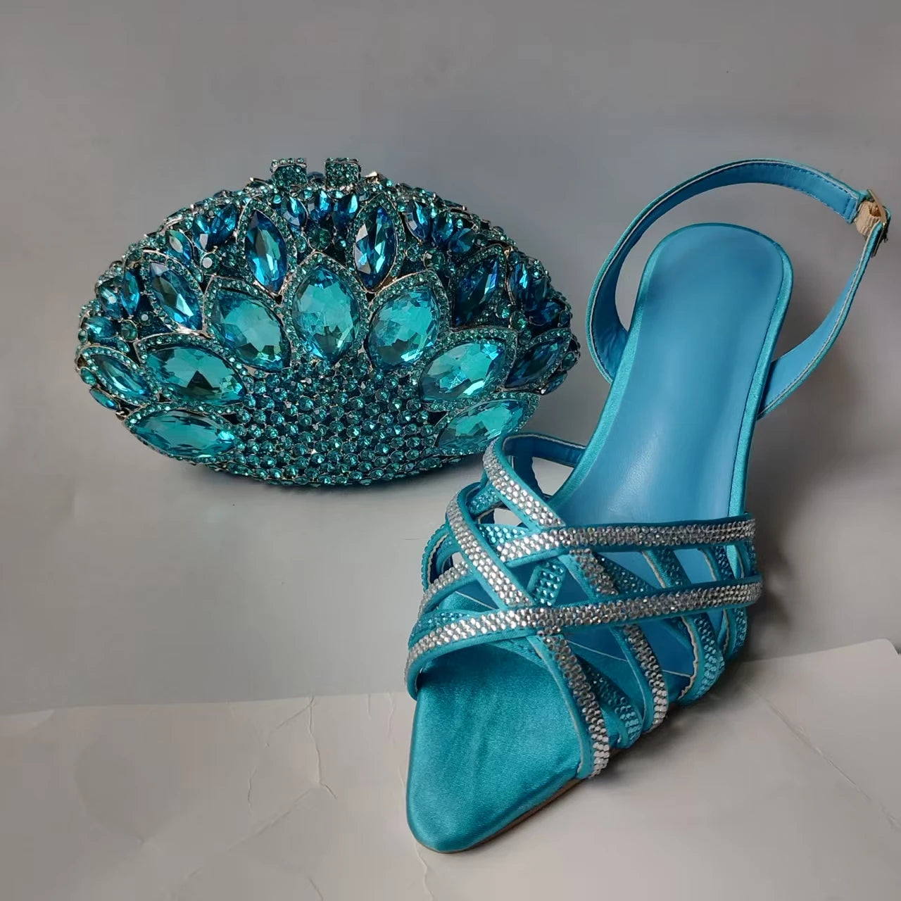 Crystal Sandals and Clutch Bag Set – Rhinestone Party Heels