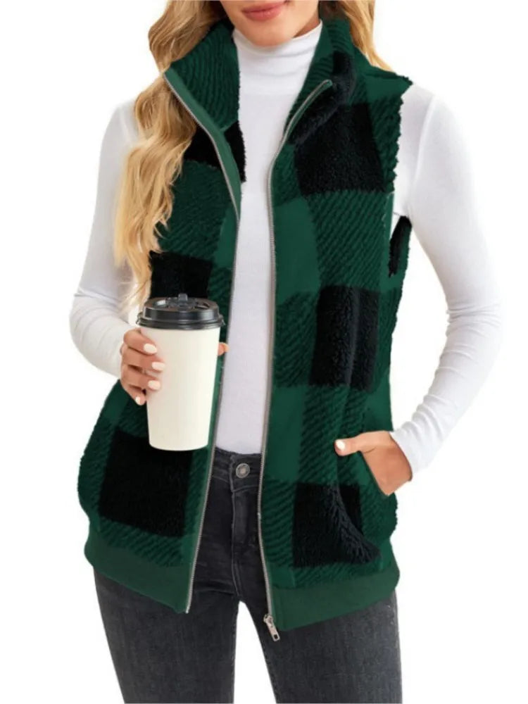 Women's Sleeveless Plaid Coat | OWNLUXE