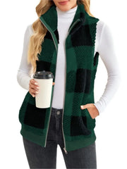 Women's Sleeveless Plaid Coat | OWNLUXE