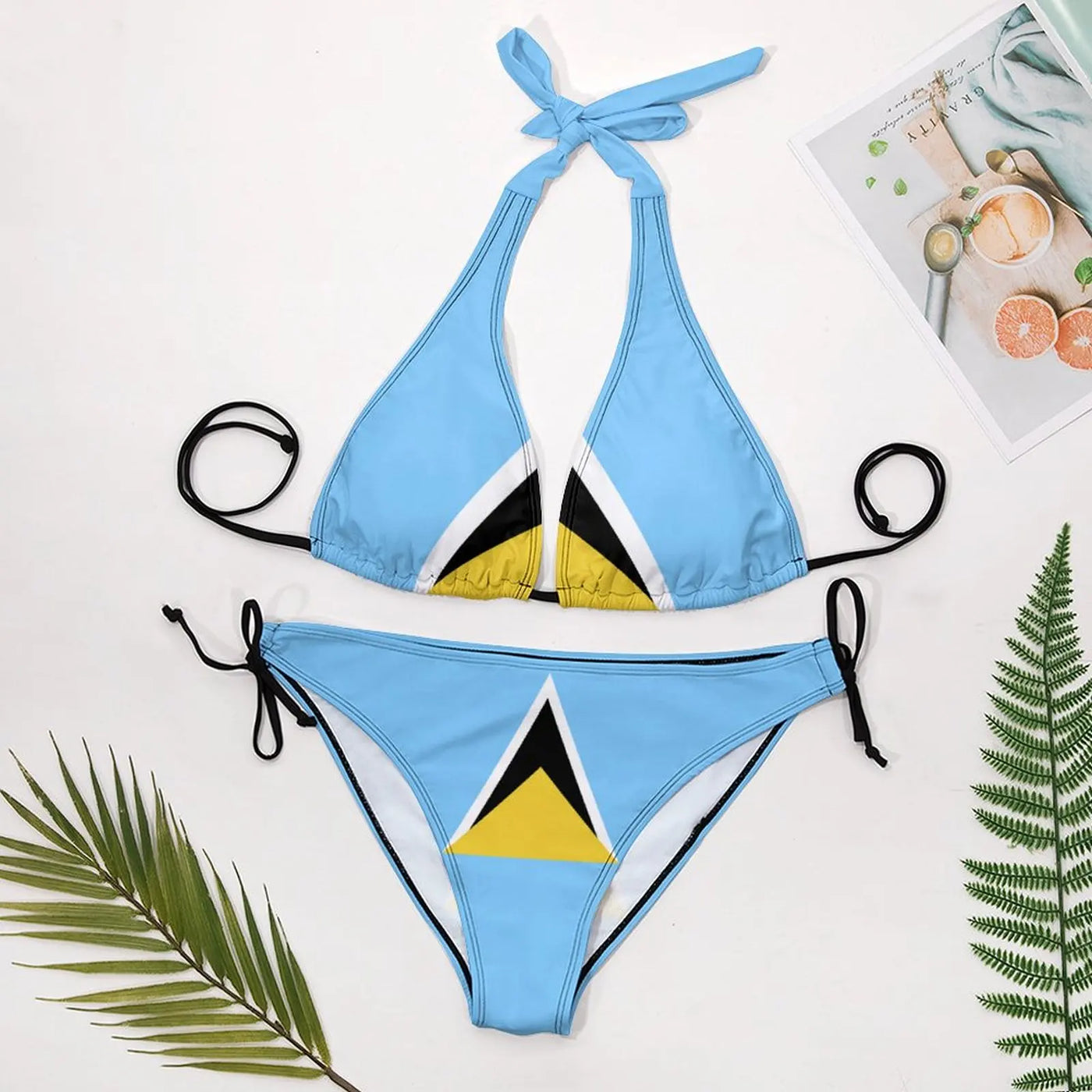 Women’s Wire-Free Bikini Set – Printed Swimwear