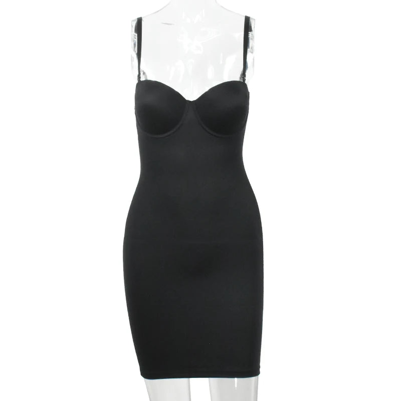 Full Length Shapewear Slip Dress - Slimming Body Shaper with Underwire Support