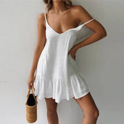 Off-Shoulder Mini Ruffle Dress | OWNLUXE