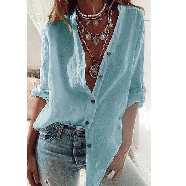 Women’s Stretch Button-Down Shirt – Relaxed Broadcloth Fit