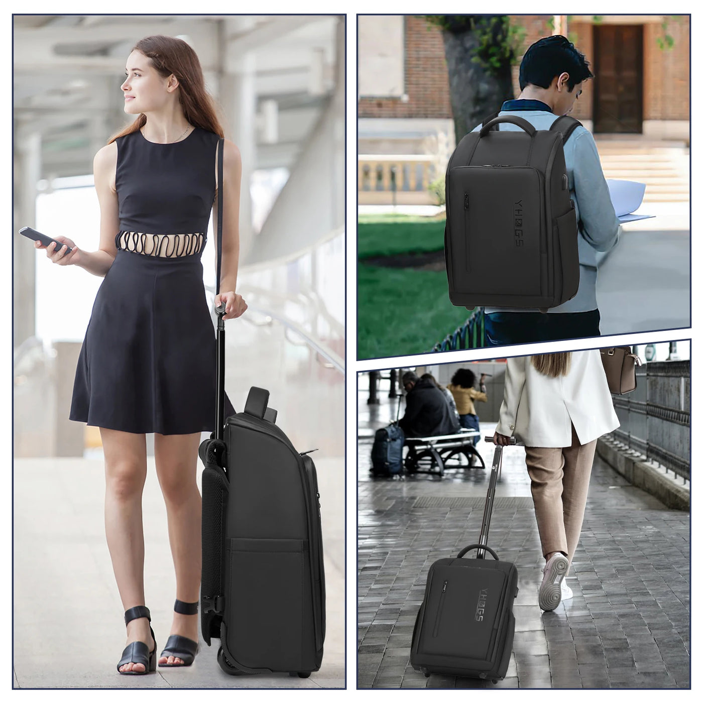 Rolling Travel Backpack Carry-On - Lightweight & Versatile Wheeled Bag