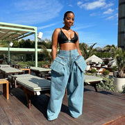 Women's Wide Leg Denim Two Piece Jacket | OWNLUXE