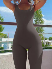 Shapewear Jumpsuit for Women – Ribbed Sleeveless Yoga Romper