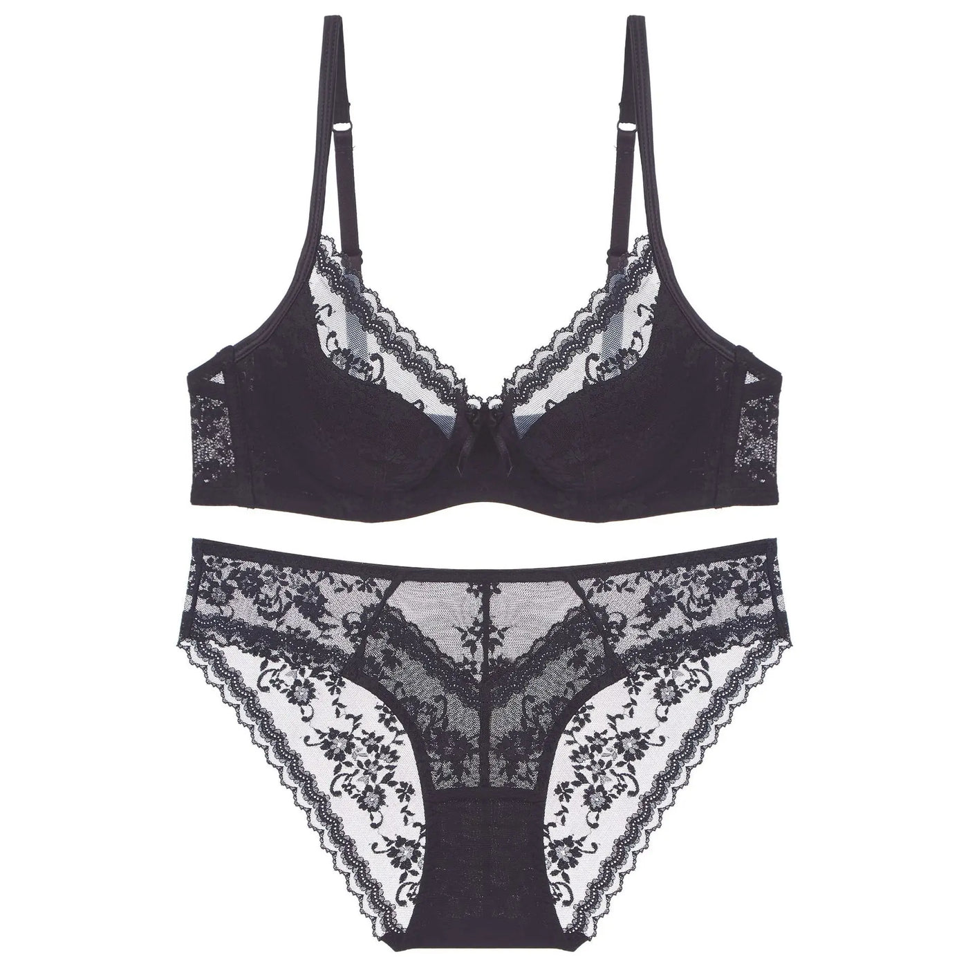 Women's Breathable Push Up Lace Bra (Black) | OWNLUXE