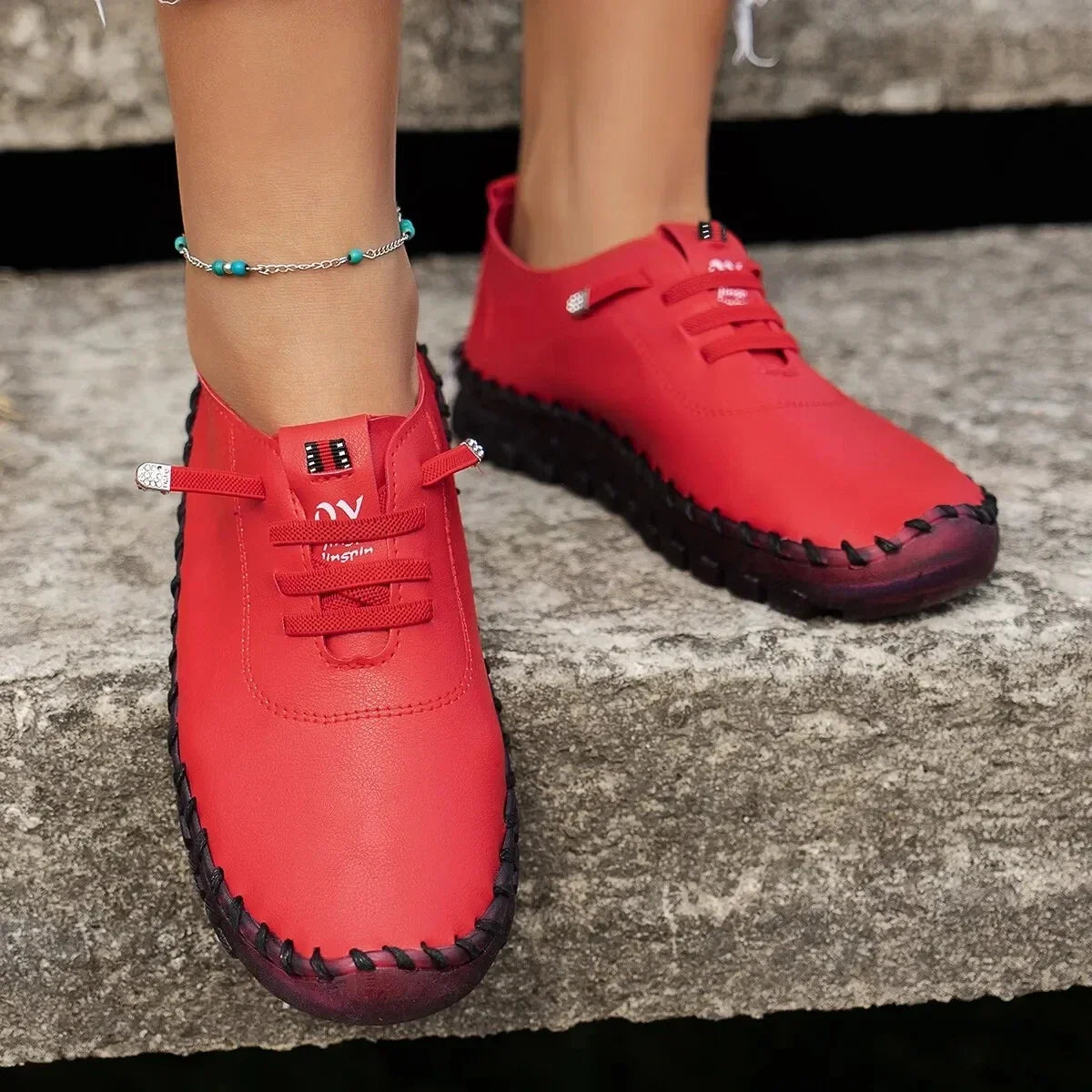 Women's Lace Leather Sneakers Shoes – Shop at OWNLUXE