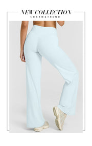 Women's Straight Leg Yoga Pants - Ultra Soft Mid-Waist Sports Trousers