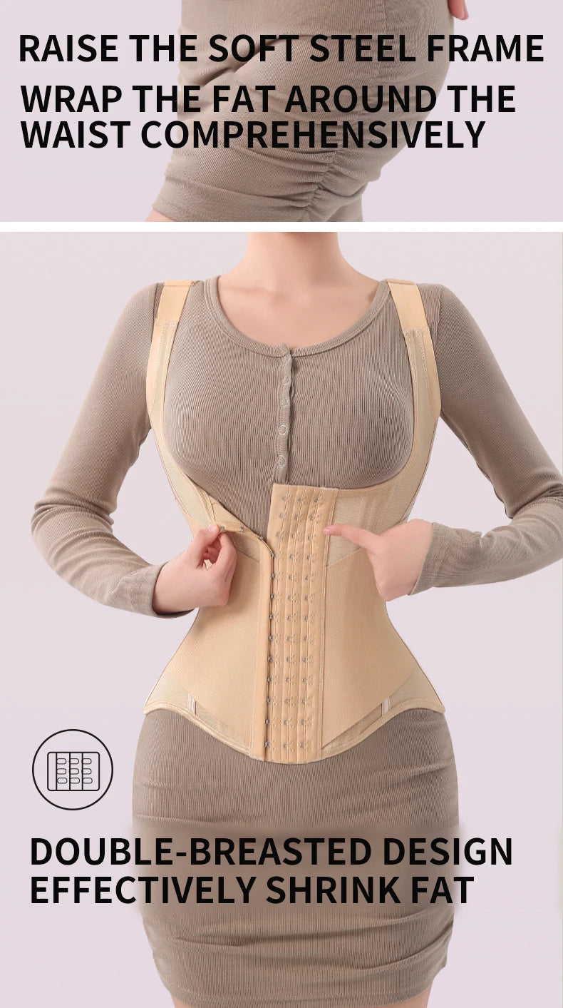 U-Shaped Waist Trainer Tank Top Shapewear with Steel Bones