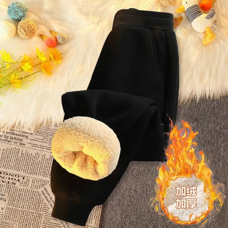Thickened Lamb Velvet Winter Pants - Fleece Lined Windproof Trousers