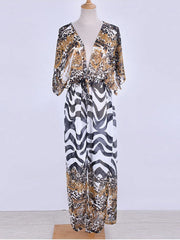 Chiffon Leopard Print Printed Swim Cover-Up | OWNLUXE