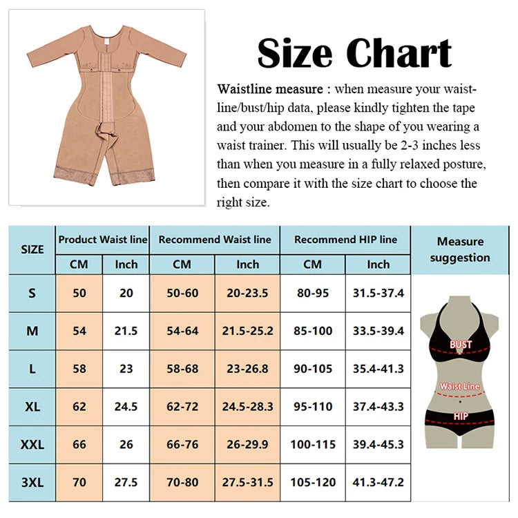 Full Body Colombian Shapewear Bodysuit - High Compression with Arm Slimming