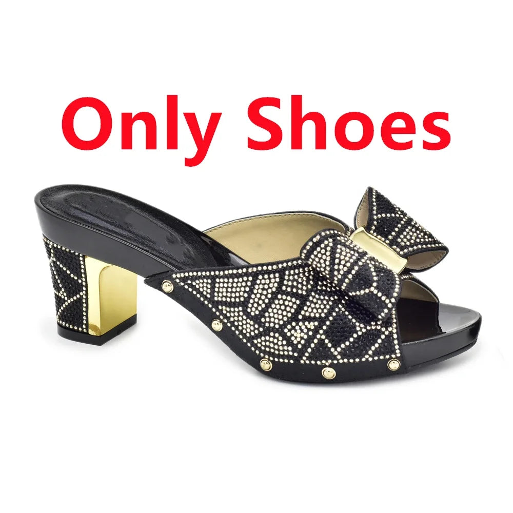 Rhinestone Shoes & Matching Bag Set - Party Wedding Heels with Purse