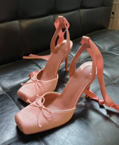 High-Heel Satin Bow-Detail High Heels | OWNLUXE
