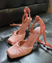 High-Heel Satin Bow-Detail High Heels | OWNLUXE