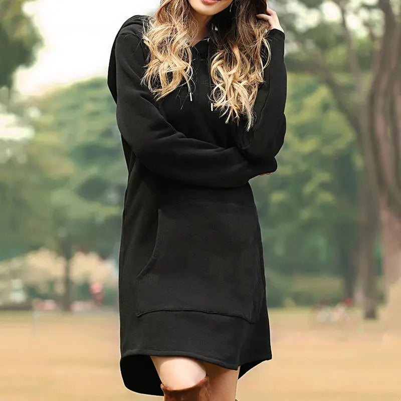 Casual Women's X-Long Hooded Pullover Hoodie