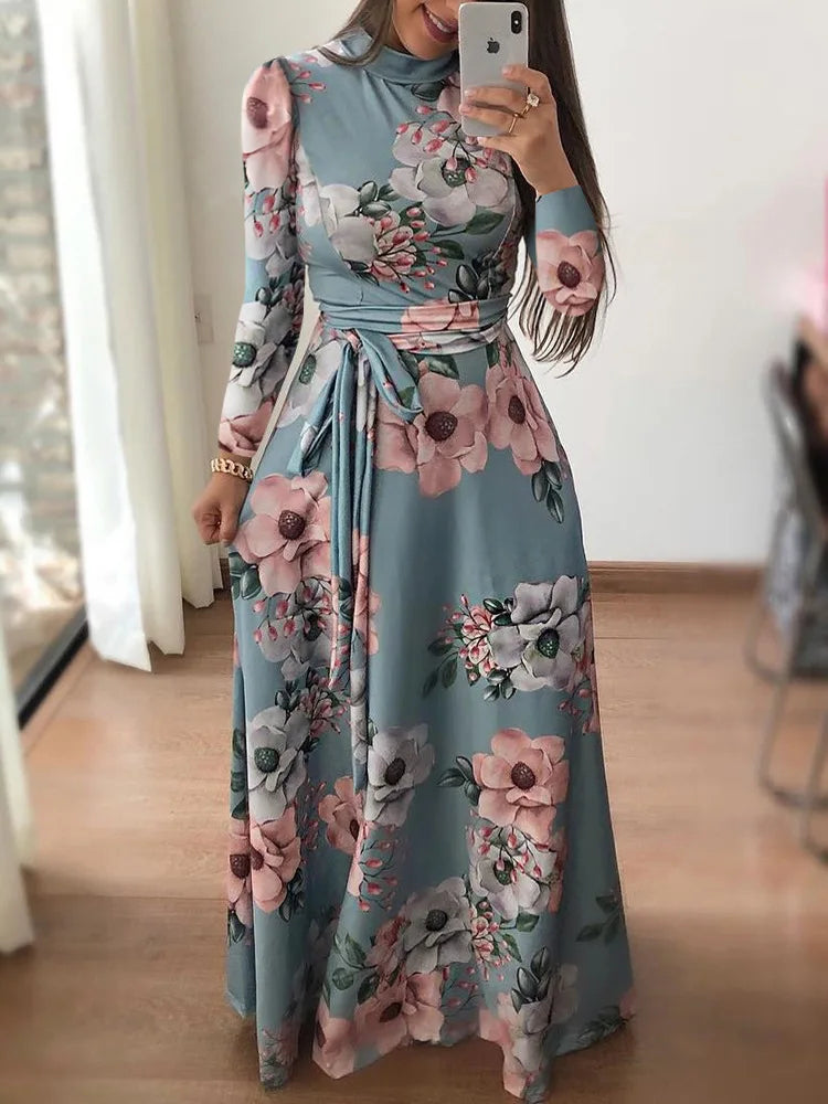 Women's Long Sleeve Round Neck Dress | OWNLUXE
