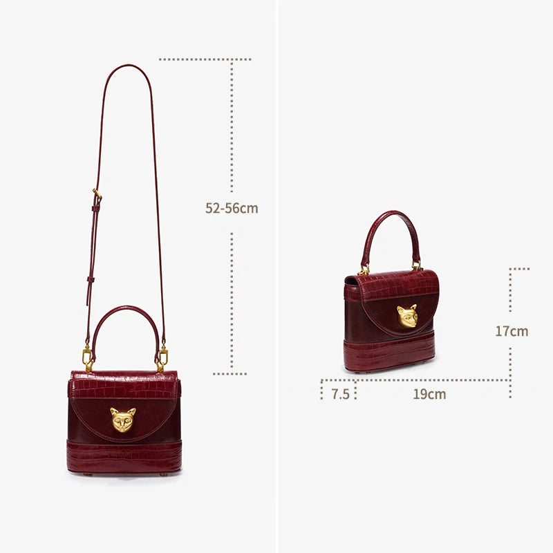 Leather Handbag (Ancora-Red) | OWNLUXE