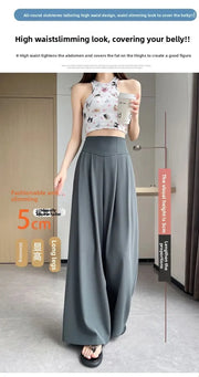 Women's High Waist Wide Leg Suit Pants - Straight Cut Floor Length Trousers