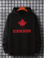 Maple Leaf Canada Print Hoodie – Pullover Sweatshirt with Kangaroo Pocket