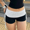Low-Waist Polka Dot Ruffle Wrap Shorts | OWNLUXE
