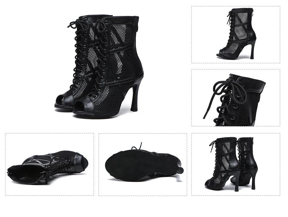 Mesh Zip Dance Ankle Boots – Cuban Heel Ballroom & Latin