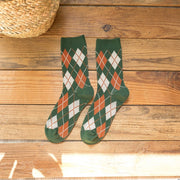 1 Pair Women Socks Spring Autumn Retro Style Men Couple Cotton Socks Flower Stripe Plaid Pattern Solid Colorful Socks EUR 37-43