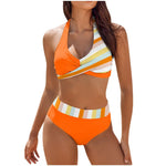 Load image into Gallery viewer, bikini Beach Colour Block Floral Printed Women&#39;s Swimsuit High Waist Two Piece For Teenagers biquinis feminino tendência 2024
