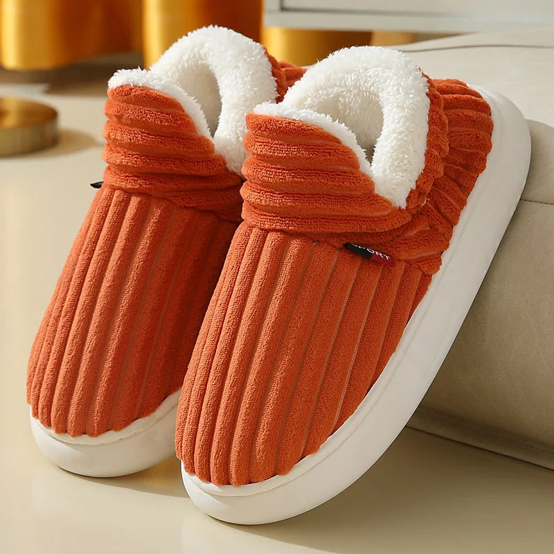 Evshine Winter Fur Plush Slippers – Soft Sole Home Shoes