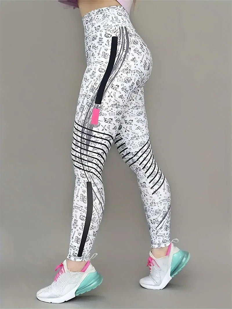 Women's Mid-Waist Printed Leggings – Sporty, Stretchy & All-Season Wear