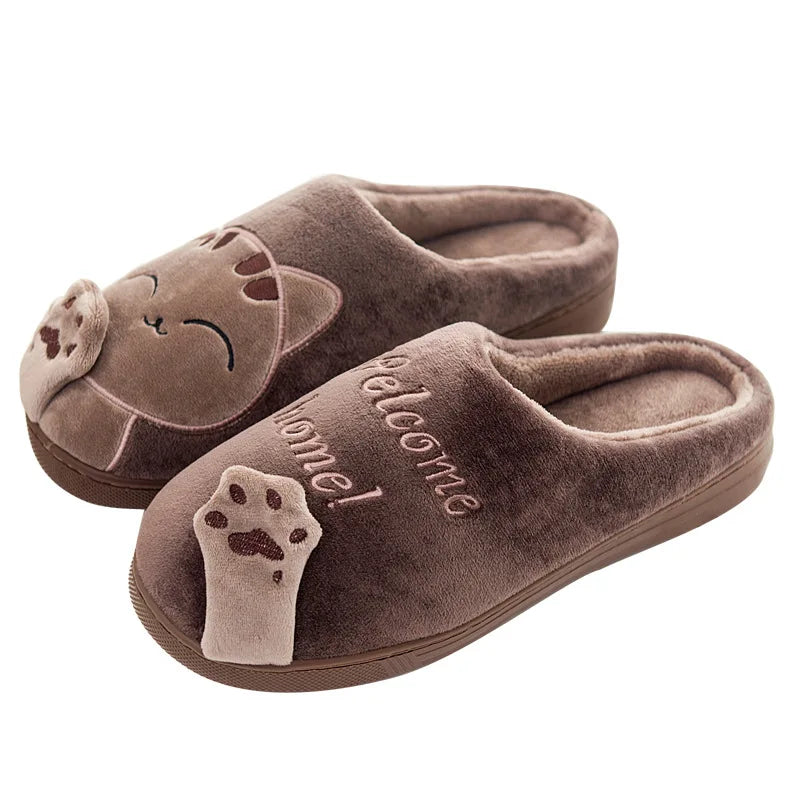 Women’s Winter Home Slippers – Warm Cartoon Cat Shoes