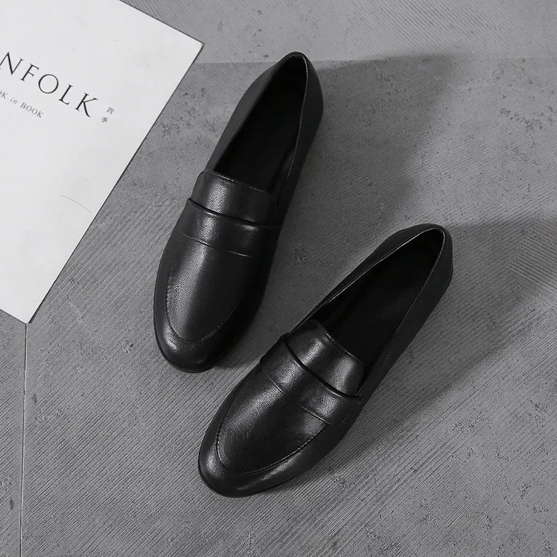 Women's Leather Vintage Loafers (Black) – Shop at OWNLUXE