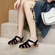 Women's Leather Retro Sandals Flat – Shop at OWNLUXE