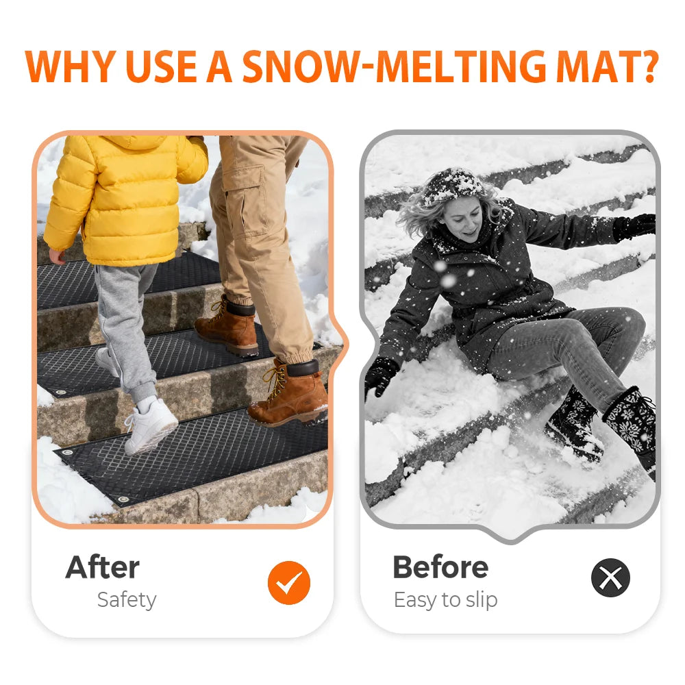 Graphene Heated Snow Melting Mat for Steps, Sidewalks & Driveways