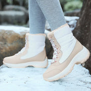 Winter Plush Mid‑Calf Boots – Warm Wedge Lace‑Up