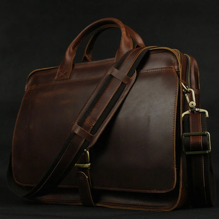 Genuine Cowhide Leather Men's Briefcase - 15" Laptop Business Bag | OWNLUXE